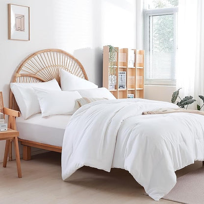 weigelia Full Size Comforter White Modern 3PCS Microfiber Full Size Comforter Sets for All Season Comforter for Men, Women and Girls Soft Lightweight Bed Comforter Set
