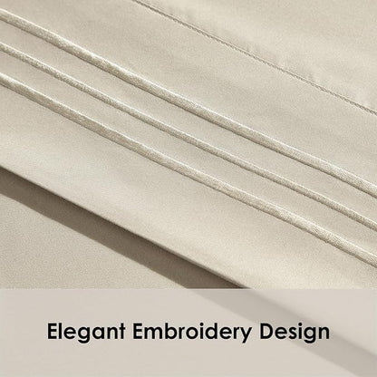 ClevaHome Sheet Set King Size, 4-Piece Bedding, Lightweight & Super Soft Easy Care Microfiber– Shrinkage & Fade Resistant Bedding Set with 14'' Deep Pockets (Sandy Beige)