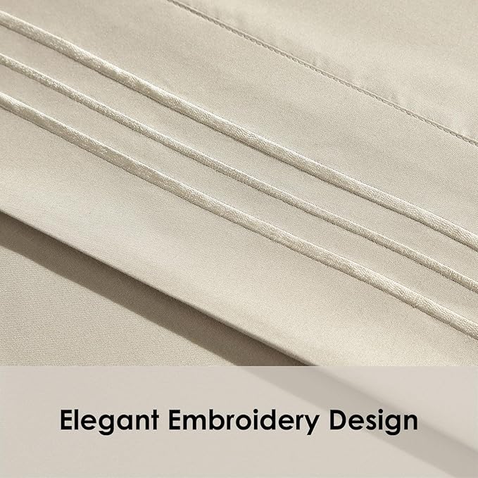 ClevaHome Sheet Set Twin Size, 3-Piece Bedding, Lightweight & Super Soft Easy Care Microfiber– Shrinkage & Fade Resistant Bedding Set with 14'' Deep Pockets (Sandy Beige)