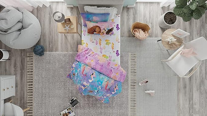 Disney's The Little Mermaid Ariel Live Action Movie Kids Bedding Super Soft Comforter and Sheet Set with Sham, Twin, (100% Official Licensed Product) By Franco