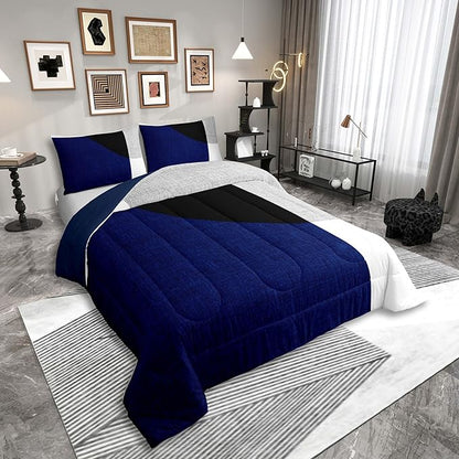 Erosebridal Watercolor Striped Comforter Set Full Size,Modern Graffiti Geometric Abstract Bedding for Adults Teens,Bohemian Simple Patchwork Quilt, Stripes Bold Lines Duvet Insert