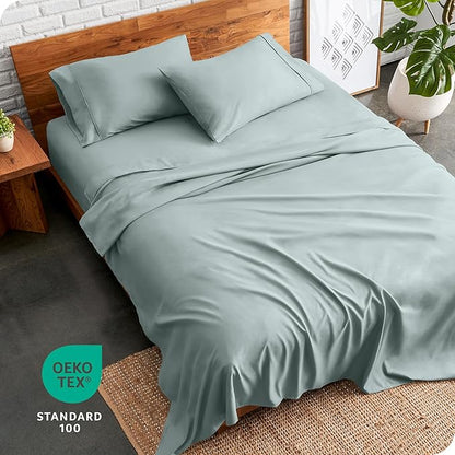 Bare Home Full Sheet Set - 1800 Ultra-Soft Microfiber Full Bed Sheets - Double Brushed - Deep Pockets - Easy Fit - 4 Piece Set - Bedding Sheets & Pillowcases (Full, Sea Spray)
