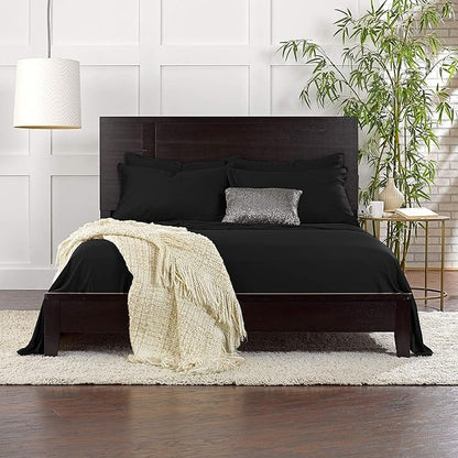 Pure Bamboo Twin Sheets, Genuine 100% Organic Viscose Derived from Bamboo Bed Sheet Set, Luxuriously Soft & Cooling, Double Stitching, 2 Year Quality Promise (Twin, Black)