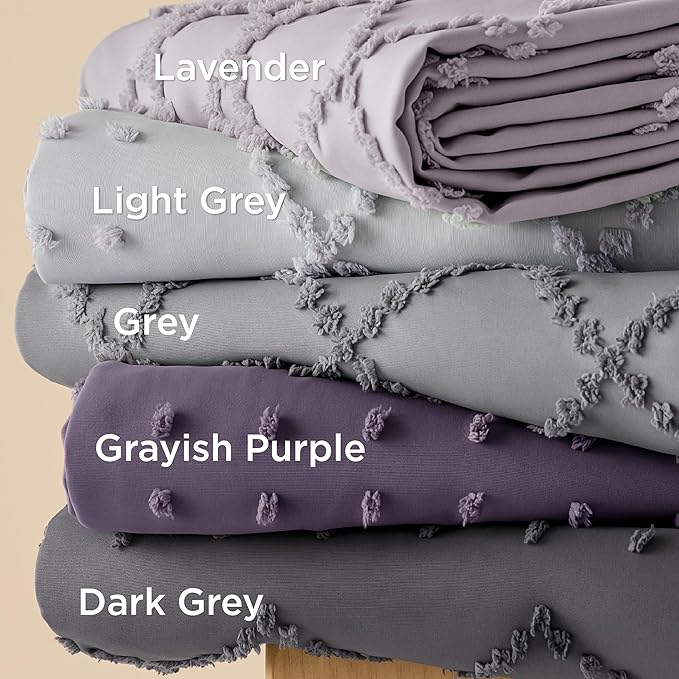 Bedsure Boho Duvet Cover Queen Size,Grayish Purple Breathable & Soft Boho Bedding,Machine Washable Comforter Cover for All Seasons, Includes 1 Duvet Cover 90"x90" with 2 Pillow Shams & Zipper Closure