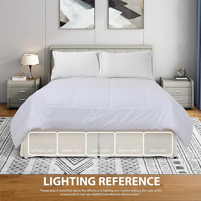 Cathay Home Double Brushed Microfiber Pleated Easy Fit Bed Skirt, Ultra Soft, Fade and Wrinkle Resistant - Coconut Milk, Twin