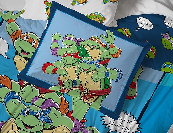 Jay Franco Nickelodeon Teenage Mutant Ninja Turtles Ready to Roll 5 Piece Twin Bed Set - Includes Reversible Comforter & Sheet Set Bedding - Super Soft Fade Resistant Microfiber