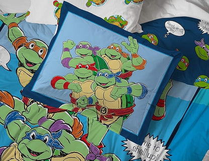 Jay Franco Nickelodeon Teenage Mutant Ninja Turtles Ready to Roll 5 Piece Twin Bed Set - Includes Reversible Comforter & Sheet Set Bedding - Super Soft Fade Resistant Microfiber