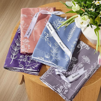 Bedsure King Comforter Set - Dark Purple Bed Set, 3 Pieces Cute Floral Bedding, 1 Soft Reversible Botanical Flowers Comforter and 2 Pillow Shams