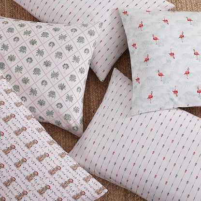 Tommy Bahama - King Size Sheet Set, Crisp & Cool Cotton Percale Bedding with a Smooth Lightweight Feel, 4 Piece Holiday Bed Sheets with Matching Pillowcases (Wrapped Up Red)