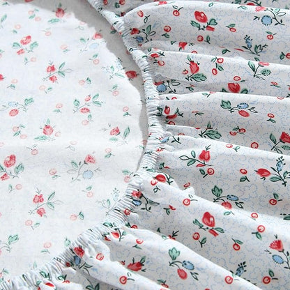 Laura Ashley - Queen Sheet Set, Crisp & Cool Cotton Percale Bedding with Deep Pockets, Lightweight for Year Round Comfort, Bed Sheets with Matching Pillowcases (Aylesmore Ditsy Red)