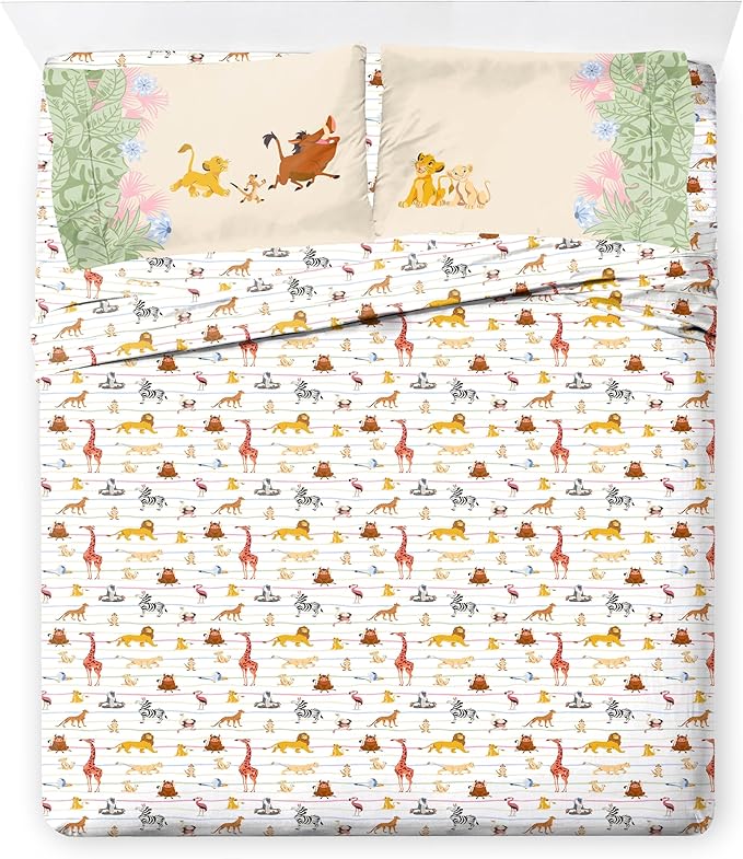 Jay Franco Kids Comforter Set Includes Sheets and Pillow Covers - Soft and Cozy Bed Set for Stylish Room Decor, Multi - Lion King, 7 Piece Full Size Bedding