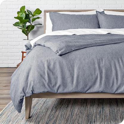 Bare Home Bedding Duvet Cover Extra Long - Premium 1800 Super Soft Collection - Lightweight, Duvet Cover - Soft Textured (Twin/Twin XL, Heathered Midnight Blue)