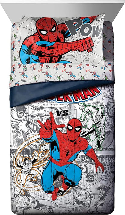 Marvel Spiderman Spidey VS 7 Piece Full Size Bed Set - Includes Comforter & Sheet Set Bedding - Super Soft Fade Resistant Microfiber (Official Product)