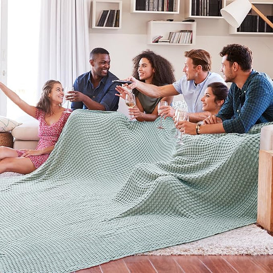 Bedsure Cooling Cotton Waffle Oversized King Blanket - Lightweight Breathable Blankets Rayon Derived from Bamboo for Hot Sleepers, Luxury Throws for Bed and Sofa, Mint Green, 120x96 Inches