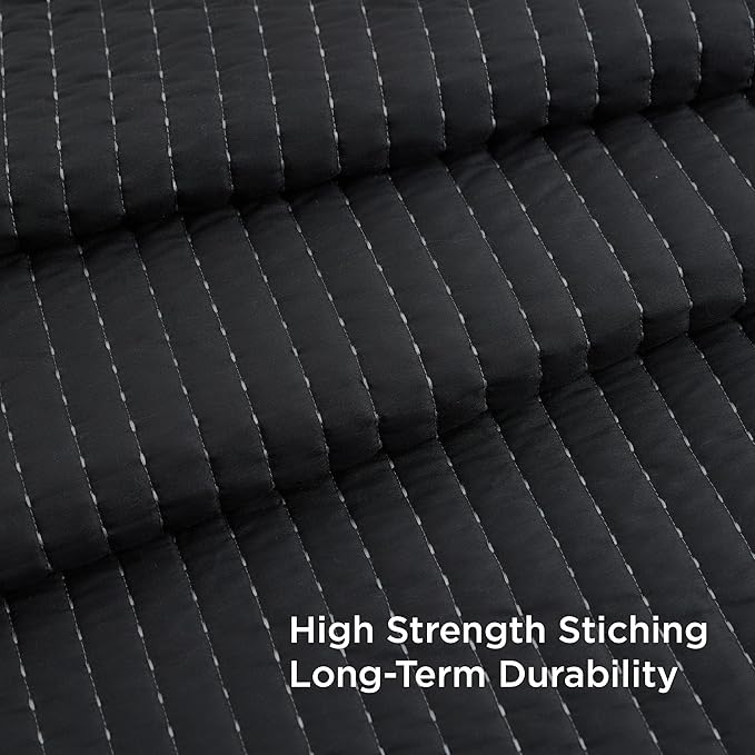 Bedsure Black Quilts Queen Size - Queen Quilt Bedding Set Bedspread Coverlet, Lightweight Corduroy Pattern Bedspread, 3-Piece Set with 90"x96" Coverlet & 2 Pillow Shams, All-Season Soft Microfiber