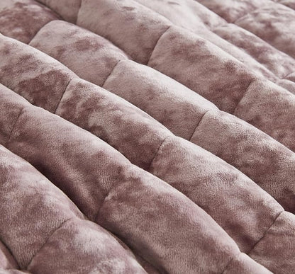 Chezmoi Collection Lux Dusty Pink Velvet Quilt Oversized King Set, 3-Piece Plush Distressed Velvet Bedding All Season Lightweight Comforter Brushed Microfiber Reverse with Diamond Stitch Quilting