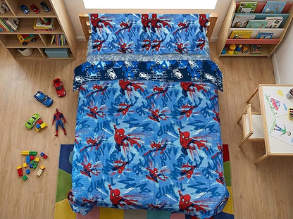 Northwest Disney Marvel Spiderman Full Size Comforter Set, 5 Piece Reversible Design Ultra Soft Fade Resistant Microfiber Kids Bedding Set, Officially Licensed