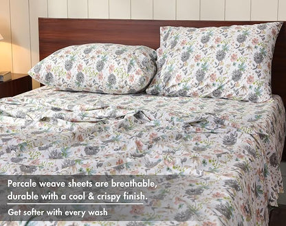 RUVANTI 100% Cotton Sheets – Twin XL Size Percale Bedding, Cooling & Breathable Floral Design, Durable with a Crisp, Soft & Comfortable Feel, 16" Deep Pocket, 3-Piece Set, Dandelion Field