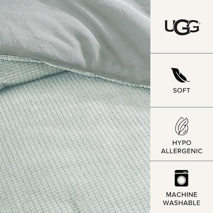 UGG Remina Twin Comforter Set 4 Piece Bed in a Bag with Throw Blanket, Decorative Pillow, Sham, and Reversible Comforter Hypoallergenic Washable Dorm Bedding, Twin XL, Blue-Green Clear Creek