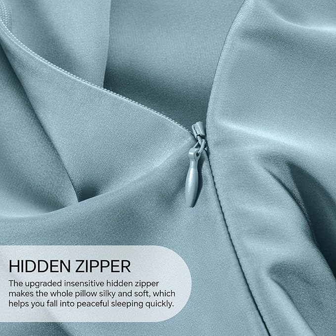 INFIIXSO Body Pillow Cover with Zipper, Luxury Mulberry Silk Body Pillow Case 20x54 Inches, Ultra Smooth and Soft Cooling Long Pillowcase, Gift for Women, Men(Airy Blue)