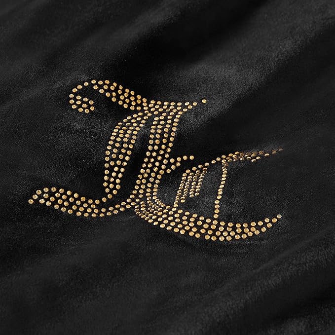 Juicy Couture Black Velour Full/Queen Comforter Set - 3 Piece Luxury Bedding Ensemble