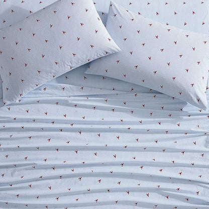 Nautica - Full Sheets, Cotton Percale Bedding Set, Casual Home Decor (Lobster Walk Red, Full)