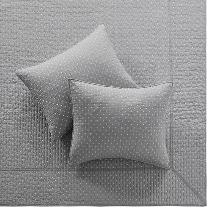 Levtex Home Cross Stitch Reversible Full Bedspread Set (100x104in) with 2 Pillow Shams (26x20in) - Stitch Texture - Grey and White - Cotton Full Size Bedspread Set - Lightweight, Soft, Pre-Washed