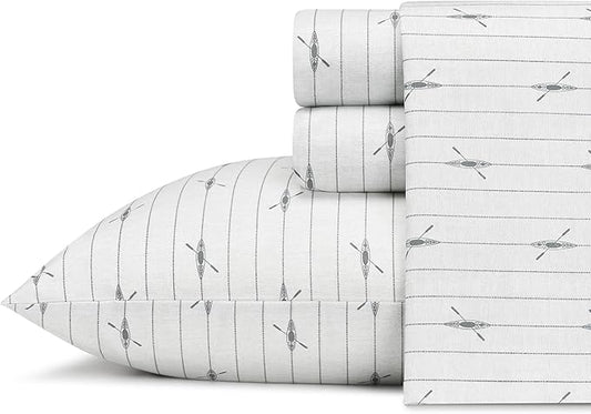 Eddie Bauer - King Sheets, Cotton Percale Bedding Set, Crisp & Cool Home Decor (Downstream, King)