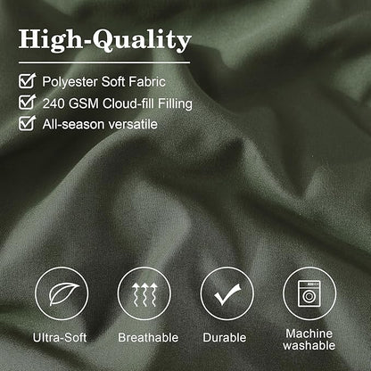 Monbix Full Comforter Set - 7 Pieces Olive Green Bed in a Bag Full Size Bedding Sets with Comforters, All Seasons Comforter with Sheets, Pillowcases & Shams