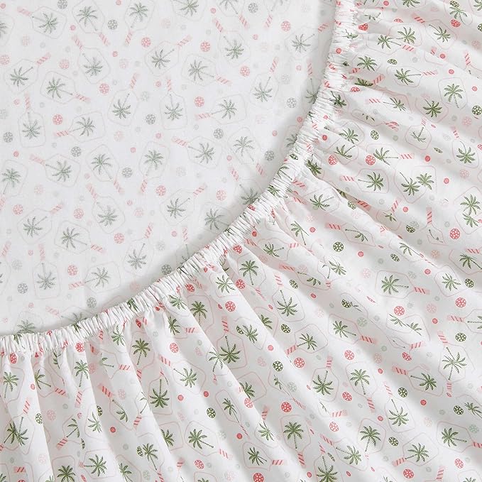 Tommy Bahama - Queen Sheet Set, Crisp & Cool Cotton Percale Bed Sheets, Deep Pockets, Coastal Bedding with Matching Fitted Sheet & Pillowcases (Pickleball Palm Pink)