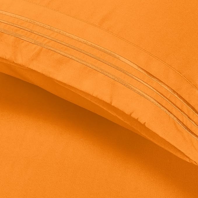 Elegant Comfort Luxury Ultra-Soft 2-Piece Pillowcase Set - 1500 Premium Hotel Quality Microfiber Double Brushed - Wrinkle Resistant, King Size, Vibrant Orange