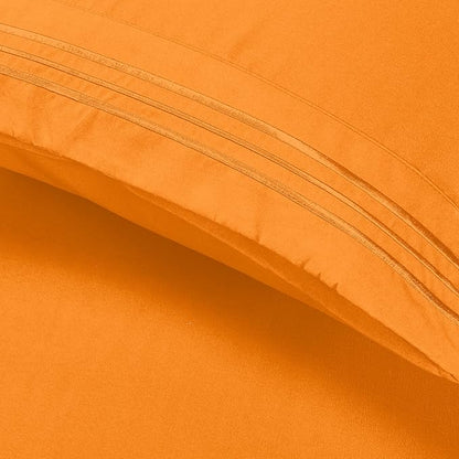 Elegant Comfort Luxury Ultra-Soft 2-Piece Pillowcase Set - 1500 Premium Hotel Quality Microfiber Double Brushed - Wrinkle Resistant, Vibrant Orange (standard/queen size)