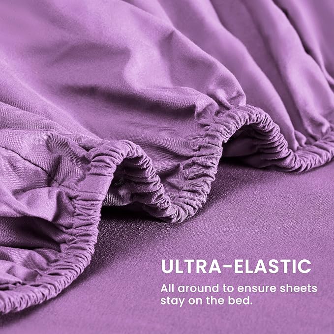 SLEEP ZONE Super Soft Cooling Bed Sheets Set Twin XL 3 Piece - Easy Care Fitted Flat Sheet & Pillowcase Sets - Wrinkle Free, Fade Resistant, Deep Pocket 16" (Lavender, Twin XL)