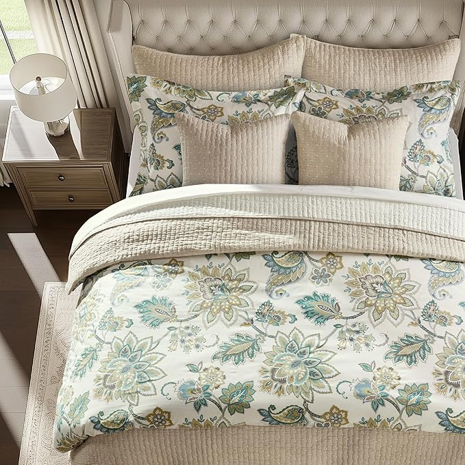 Levtex Home Cross Stitch Reversible Full/Queen Quilt Set (88x92in) with 2 Pillow Shams (26x20in) - Stitch Texture - Taupe - Cotton Full/Queen Size Quilt Bedding Set - Lightweight, Soft, Pre-Washed