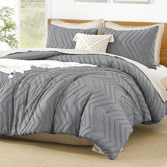 Litanika Gray Full Comforter Sets, Lightweight Fluffy Bedding Comforter Sets for Bed, 3 Pieces Down Alternative Comforter Bed Set Gift Choice (79x90Inches, 1 Comforter and 2 Pillow Shams)