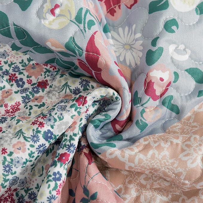 HoneiLife King Quilt Bedding Sets - Microfiber Quilt Set 3-Pieces,Lightweight Bedspreads Patchwork Coverlets Retro Bed Cover Quilt King Size All Season Quilts
