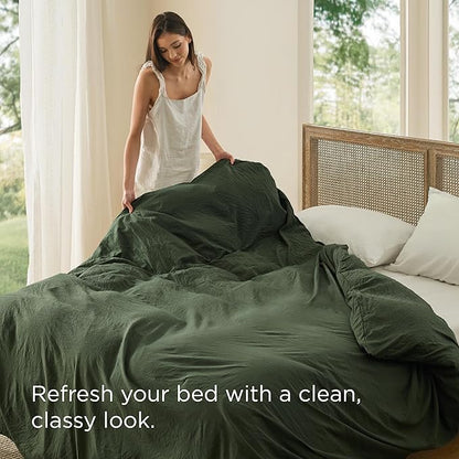 Bedsure Olive Green Duvet Cover King Size Only - Prewashed Cotton-Like Polyester Extra Soft All Season Bedding, Includes 1 Duvet Cover 104x90 Inches with Zipper Closure, Comforter Not Included