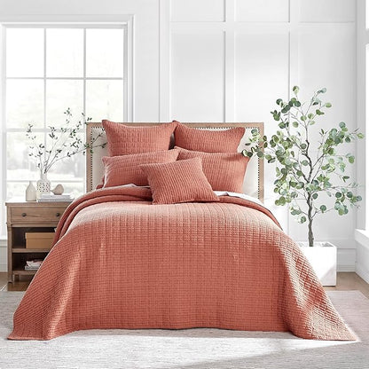 Levtex Home Mills Waffle Full Bedspread Set (100x104in) with 2 Pillow Shams (26x20in) - Adobe - 100% Cotton Full Size Bedspread Set - Lightweight, Soft, Pre-Washed
