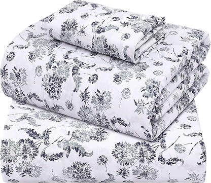 ZOYER 100% Cotton Sheets – Twin XL Size Percale Bedding, Cooling & Breathable, Durable with a Crisp, Soft & Comfortable Feel, 16" Deep Pocket, 3-Piece Set, Frozen Garden