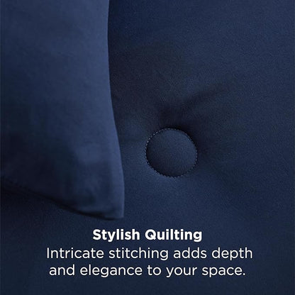 Bedsure Queen Comforter Set Navy, Soft Prewashed Queen Size Bedding, Quilted Comforter with Circle Design, Down Alternative Comforter for All Seasons, 3 Pieces Bed Set with 2 Pillow Shams