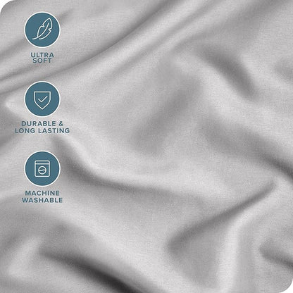 Bare Home Microfiber Pillow Cases - Standard Size Set of 2 - Cooling Pillowcases - Double Brushed - Easy Care - Envelope Closure (Standard Pillowcase Set of 2, Light Grey)