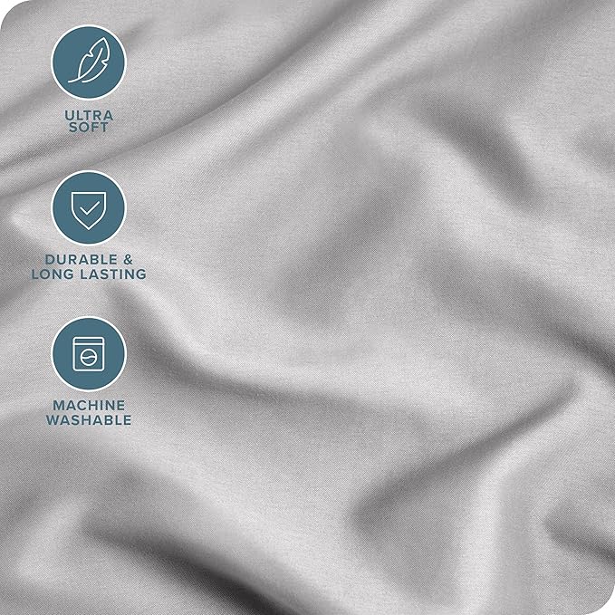 Bare Home Microfiber Pillow Cases - King 20x40 - Cooling Pillowcases - Double Brushed - Easy Care - Envelope Closure (King Pillowcase Set of 2, Light Grey)