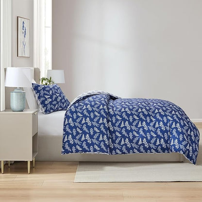Nestl Twin/Twin XL Comforter Set - Majestic Blue Bed in a Bag Twin, 2 Pieces Reversible Bed Set, Soft Floral Bedding Set for College Dorm, All Season Botanical Comforters with Pillow Sham