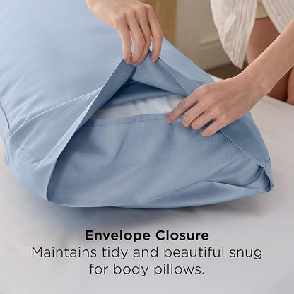 Bedsure Body Pillow Cover, Cooling Body Pillow Pillowcase for Hot Sleepers, Rayon Derived from Bamboo, PureWoven Silky Soft Long Pillow Case Cover with Envelope Closure, Light Blue, 20x54 Inches