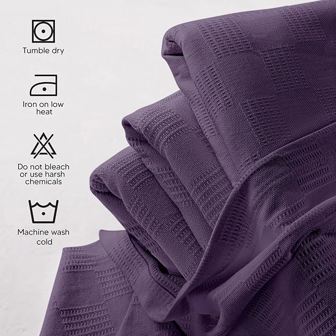 Utopia Bedding Plum 100% Cotton Blanket [Queen Size - 90x90 Inch] Lightweight, Soft and Breathable Thermal Blanket for All Seasons