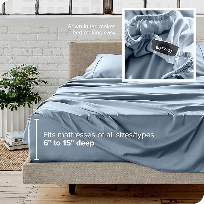 Bare Home California King Sheet Set - 1800 Ultra-Soft Microfiber Cal King Bed Sheets - Double Brushed - Deep Pockets - Easy Fit - 4 Piece Set - Bed Sheets (California King, Dusty Blue)