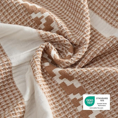 Bedsure Waffle Weave Duvet Cover Queen - 100% Cotton Boho Duvet Cover Set with 2 Pillowcases - Extra Soft Terracotta Textured Comforter Cover with Zipper Closure (Queen, 90"x90")