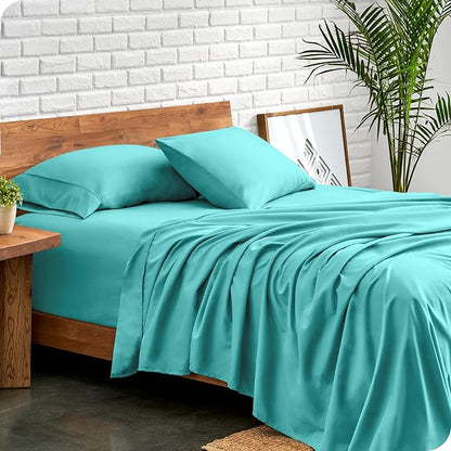 Bare Home Split King Sheet Set - 1800 Ultra-Soft Microfiber Bed Sheets - Double Brushed - Deep Pockets - Easy Fit - 5 Piece Set - Bedding Sheets & Pillowcases (Split King, Turquoise)