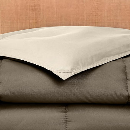 Modern Threads Down Alternative Reversible Comforter Taupe/Champagne Twin
