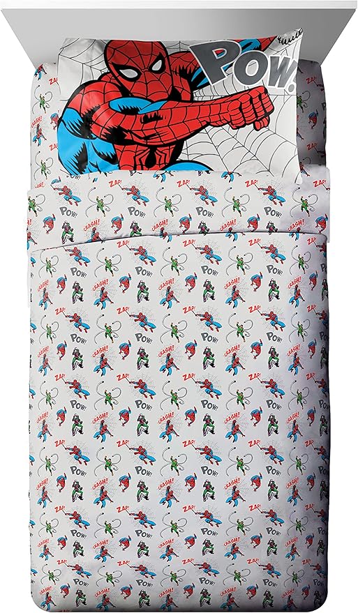 Jay Franco Spiderman Spidey VS 5 Piece Twin Size Bed Set - Includes Comforter & Sheet Set Bedding - Super Soft Fade Resistant Microfiber (Official Marvel Product)